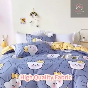 Floral Cartoon Washed Cotton Flat Bedsheet Set Pillowcase Quilt Cover Cadar Quality