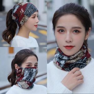 ผ้าพันคอแบบหมุนได้สำหรับผู้หญิง ผ้าคลุมศีรษะ หมวก ปลอกคอ ป้องกันลม ทนทานต่อสภาพอากาศ ฤดูใบไม้ร่วง/ฤดูหนาว เสื้อผ้ากีฬากลางแจ้ง