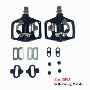 Last Bicycle Lock Pedals SPD Dual Flat/ Lock Pedals Fit SPD 9/16 Aluminum alloy MTB Cleat Pedal Parts