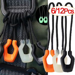 6/12Pcs Luminous Zipper Pullers Convenient Zipper Extension Backpack Jacket Zippers Accessory Tent Zipper Pull Slider Head Tool