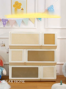 ตู้เก็บของพับได้ กล่องเก็บของอเนกประสงค์  วางซ้อนได้ ฝาเปิดด้านหน้า พลาสติกแข็ง ทนทาน ความจุใหญ่