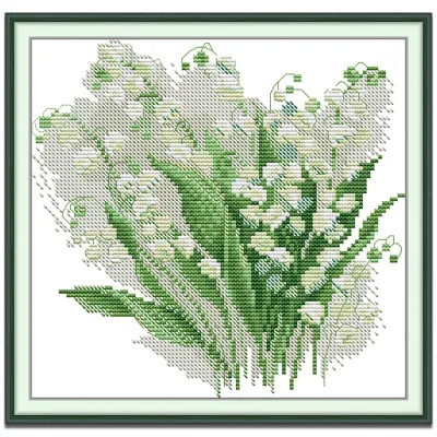 Cross Stitch Set Blue Flower Full Kit with Pattern 14/11CT