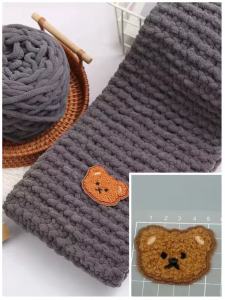 1Thread Ball+1Teddy Bear Jewelry Colorful Ice Strip Line Yarn For Hand-knit DIY Soft Thickness Wool Thread Blanket Scarf Crochet