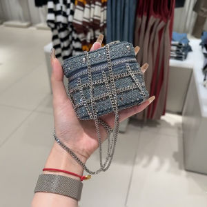 Mini Denim Hanging Decoration Red Envelope Bag Korean Style Single Shoulder Crossbody Womens Bag Chain Strap Casual Fashion