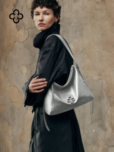 Genuine Leather Multifunctional Hobo Tote Bag Silver