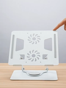 Stuttgart Laptop Cooling Stand with Dual Fans 360° Rotating Adjustable Height Perforated Design for Heat Dissipation Type-C Power
