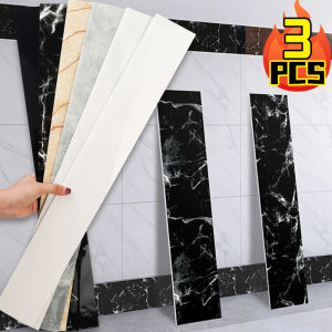 สติกเกอร์ลายเส้นติดผนังกันน้ำ3ชิ้นแผ่นแปะซ่อมตกแต่งพื้นพื้นเอวสติกเกอร์ติดผนังกาวในตัววอลเปเปอร์