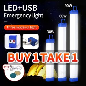COD#30W 60W 90W LED Emergency Light USB Rechargeable Lamp Lithium Battery Light Tube Portable Light Bulb for Night Market Outdoors