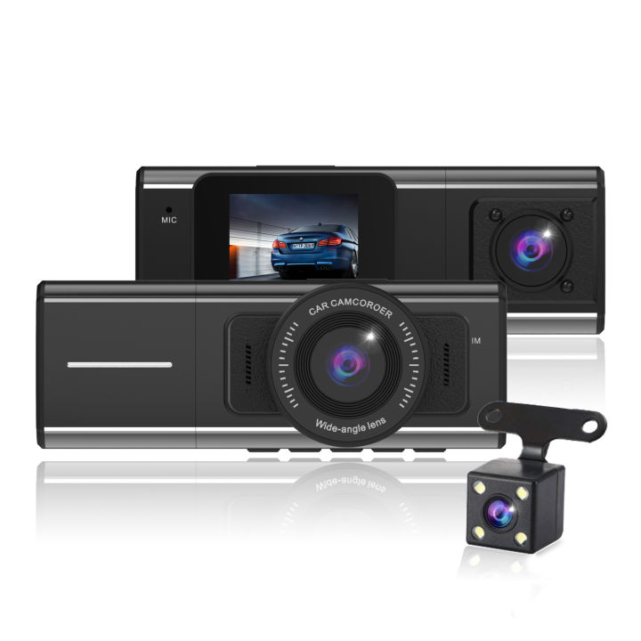 Asawin T5 Inside And Outside Channels Dash Cam Camera Car Monitoring Fhd 1080P+1080P+480P For Taxi Uber
