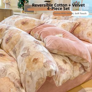 NAIYOUCHENG | Thick Warm Four Piece Bedding Set Cotton Velvet