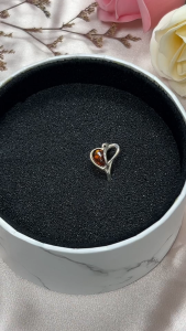 MILLENNE Multifaceted Baltic Amber Half-Face Silver Ring with 925 Sterling Silver (MLP-01)