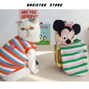 Pure Cotton Sleeveless Vest for Cats And Dogs Pet Clothing Fresh Stripe Pattern Thin Summer Anti-Fur Loss Dog Sweater
