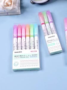 6Pcs/Set Cute Outline Marker Pen Smooth Roller Tip For Journaling Drawing School Colorful Marker Ink Student Art Craft Accessory
