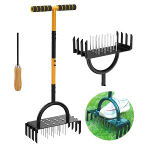 Manual Lawn Aerator Tool Soil Loosening Device High Carbon Steel Blade Hand Push Type Grass Care Equipment for Complex Terrain