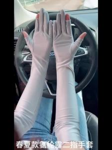 Sunscreen gloves for womens outdoor cycling in summer thin design for womens driving UV resistant sleeves long design two finger gloves with leakage
