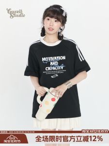 Áo Thun Cotton Tay Ngắn Phong Cách Retro Mỹ Dành Cho Nữ Cỡ Lớn Dáng Rộng in Họa Tiết Mùa Hè Thường Ngày Cặp Đôi Áo Thun