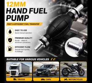 12mm Hand Fuel Pump Line Rubber Aluminum Hand Primer Bulb Diesel Oil Transfer Petrol For Car Boat Marine Outboard
