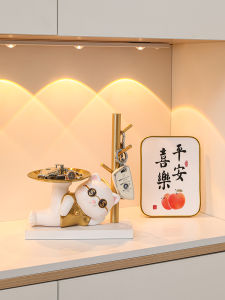 New Home Moving Gift Cat Statue Key Storage Tray Decorative Home Decor Living Room Decorative Accessories Entrance Decoration
