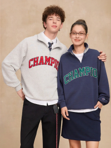Champion | Half-Zip Collar Casual Pure Cotton Womens Sweatshirt