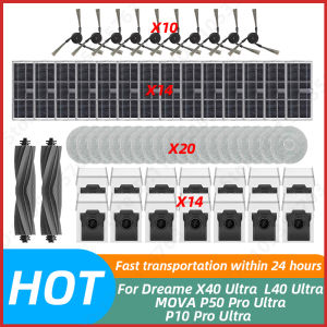 For Dreame X40 Ultra L40 Ultra P50 Pro Ultra P10 Pro Ultra Main Side Brush HEPA Filter Mop Cloths Dust Bag Accessories