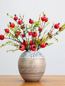 Artificial Pomegranate Fruit Branch Simulation Flower Arrangement Decorative Ornaments for Wedding And Home Living Room Entrance Decoration