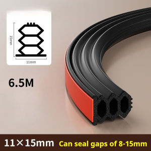 6.5m Self Adhesive Multiple Layers Door Seal Strip High Resilience EPDM Foam Soundproof Windproof Weather Stripping for Gap