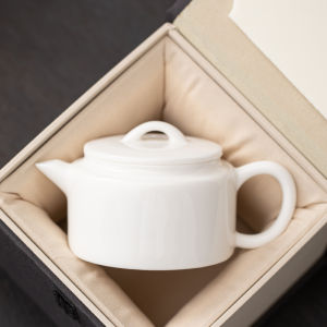 Handmade White Porcelain Tea Pot Yuzhi Jade Dehua Ceramics Single Pot Gongfu Tea Set Xi Shi Well Basin Tea Kettle