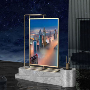 Miwu Wenchuang Original Double-Sided Rotatable Metal Photo Frame A4 Table Marriage Registration Photo a Price List Billboard