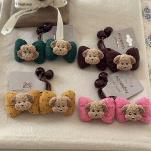 Cute Girls Doggy Bow Velvet Ribbon Polka Dot Hair Ties Accessories Childrens Fashion Hair Bands Kawaii Hair Ornaments
