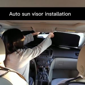 SEAMETAL Car Sun Shade Windshield Universal Polyester Fabric Heat Insulation UV Protector Sunshade Sunscreen Fit for Toyota Vios Fortuner Hilux ect Cars Accessories