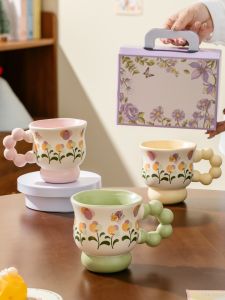 Cốc Cà Phê Hoa Bằng Gốm Sứ Cốc Nước Hoa Cốc Cà Phê Sáng Cốc Quà Tặng Sinh Nhật Cho Nữ Cốc Đựng Nước Cốc Đựng Cà Phê