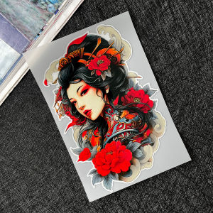 JDM Hannya Mask Beauty Samurai Reflective Motorcycle Stickers Moto Scooter Body Vinyl Decal Accessories For Kawasaki Suzuki