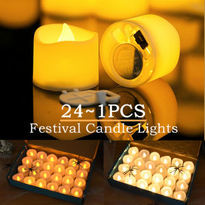 24~1PCS 2 Types Flameless Led Candle Lights Simulated Electric Candle Wedding Christmas Halloween Party Festival Decoration