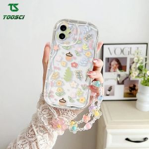 Cute Flowers Bracelet Lanyard 3D Wave Border Phone Casing HP Soft TPU Back Cover For Xiaomi Redmi 9A Redmi 9C Redmi 10A Redmi 10C Redmi 12C Redmi A1 Redmi A2 Xiaomi Poco X3 NFC Poco X3 Pro Poco M3