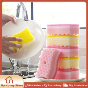 4pcs S-type Wave Cleaning Sponge Set Water Absorbing Sponges Brush Kitchen Dish Cleaning Tool Cleaner Pot Wipe Scrubbing Scouring Pad
