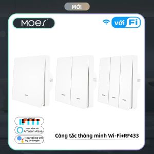 Công Tắc Đèn Thông Minh WiFi RF 433MHz Có Điều Khiển Từ Xa Tương Thích Với Ứng Dụng Tuya Smart Life Hoạt Động Với Alexa Và Google Home Dạng Nút Bấm Gắn Tường