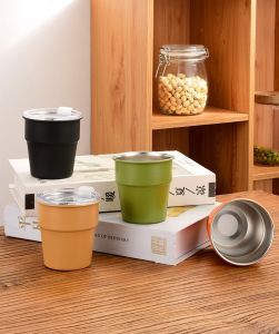 Colorful 304 stainless steel water cup outdoor camping beer cup household coffee cup childrens anti fall drinking water cup