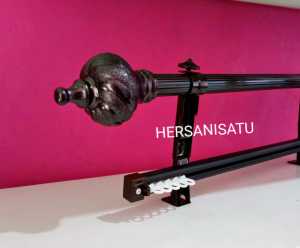 Besi Gorden Double Rollet Gordyn Kotak Vitace Alkan Full Set