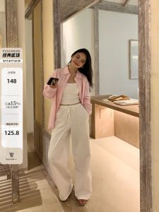 Pusumede High Waist Wide Leg Pants Womens Casual Loose Slimming Floor-Length Straight Cut Cotton Blend Spring 2025