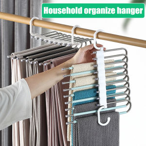 Folding Pant Hanger Trouser Rack Stainless Steel Multifunction Shelves Closet Storage Hangers For Clothes Wardrobe Organizer