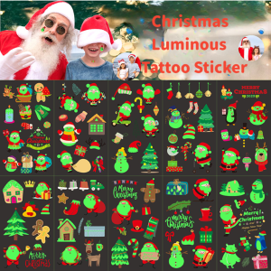 10PCS/set Christmas Elk Tattoo Stickers Luminous Temporary Waterproof Stickers for Face Body Tattoo Kids Christmas Party Props