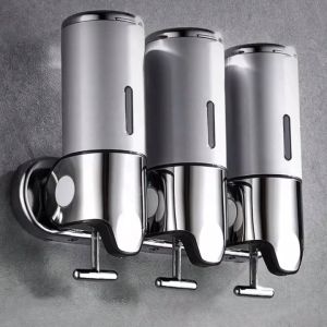 Wall-Mounted Soap & Shampoo Dispenser - 500ml Manual Press | T-Type Pole Organizer for Bathroom