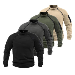 Mens Tactical Outdoor Fleece Jacket Clothes Warm Zippers Pullover Men Windproof Coat Thermal Hiking Sweatshirt