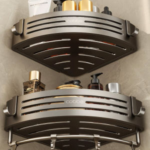 No Drill Bathroom Shelf Shelves Shampoo Makeup Storage Holder Kitchen Organizer Wall Mounted Bathroom Accessories