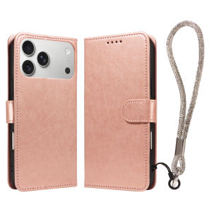 Leather Phone Case for IPhone 17 16 15 14 13 12 11 with Wrist Strap Scratch-Resistant Shockproof Wallet-Style Protective Case