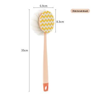 JIFANPAUL | Long Handle Soft Bristle Dual-Sided Bath Sponge Scrubber