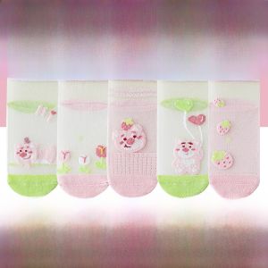 miiow | Cat Baby Children Socks Summer Thin Mesh No-Cuff Mid-Calf Cotton Socks For Girls Spring Summer Breathable Soft Cartoon Design