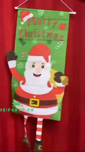 【Reusable】104*38cm Merry Christmas Door Hanging Flag Wall window Polyester Banner Xmas Decoration