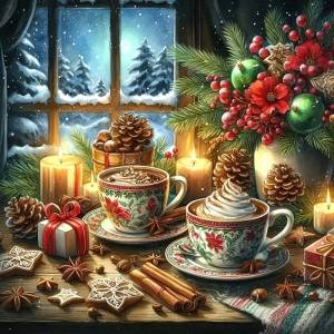 HUACAN Diamond Painting Coffee Cup Christmas Full Round Drill Wall Decor Diamond Mosaic Winter Cross Stitch