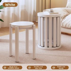 Bamboo Style Stackable Round Stool With Wheels